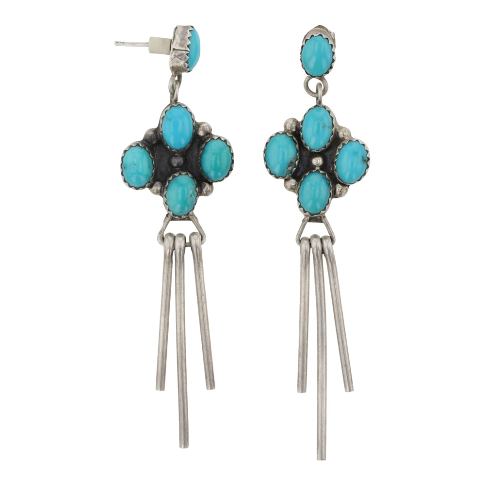 Vintage Navajo Nevada Turquoise Chandelier Earrings: Sterling Silver | Genuine Nevada Turquoise | Vintage Navajo Nevada Turquoise Chandelier Earrings | Navajo Native American Southwest Indian Jewelry | Good (no breaks or damages) | Approximate Weight: 7
