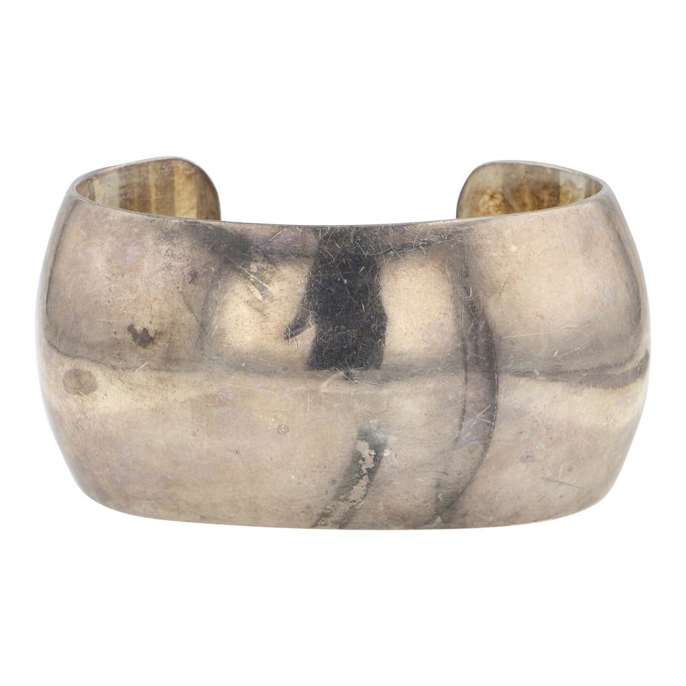 Vintage Navajo Plain Silver Wide Domed Cuff Bracelet (1 of 3)