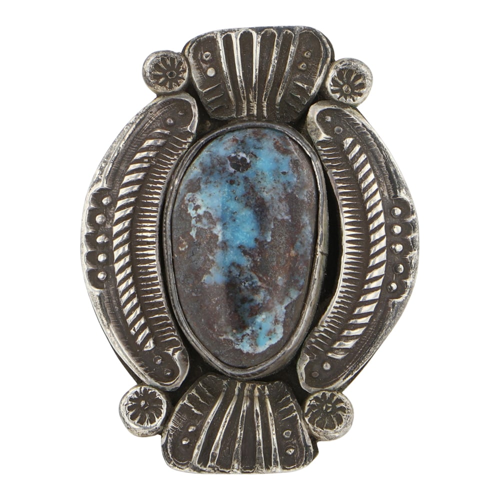 Vintage Navajo Smoky Bisbee Turquoise Ring: Sterling Silver | Genuine Smoky Bisbee Turquoise | Vintage Navajo Smoky Bisbee Turquoise Ring | Navajo Native American Southwest Indian Jewelry | Good (no breaks or damages) | Approximate Weight: 16 G