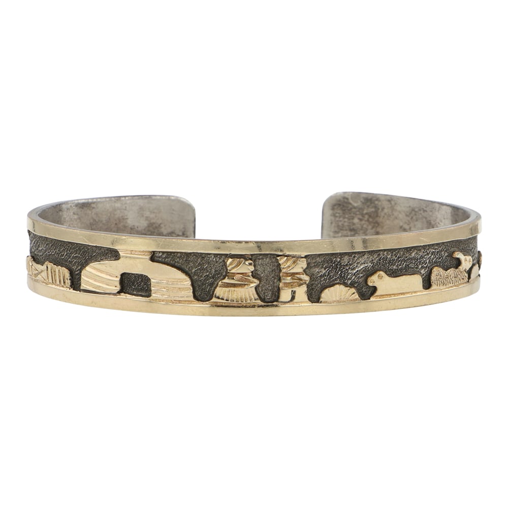 Vintage Navjao Sterling Silver & 12K Gold Filled Bracelet: Sterling Silver | | Vintage Navjao Sterling Silver & 12K Gold Filled Bracelet | Navajo Native American Southwest Indian Jewelry | Good (no breaks or damages) | Approximate Weight: 18 Grams | Bracelet: