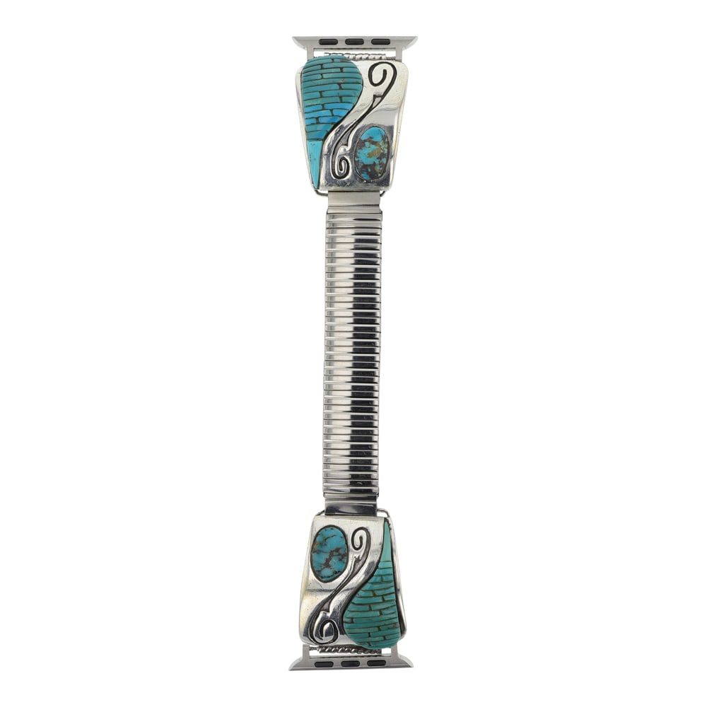 Navajo Nevada Turquoise Cobblestone Inlay Watch Bracelet with Apple Watch Adapter (1 of 2)