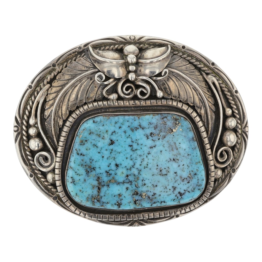 Navjao Morenci Turquoise Large detailed Belt Buckle (1 of 2)