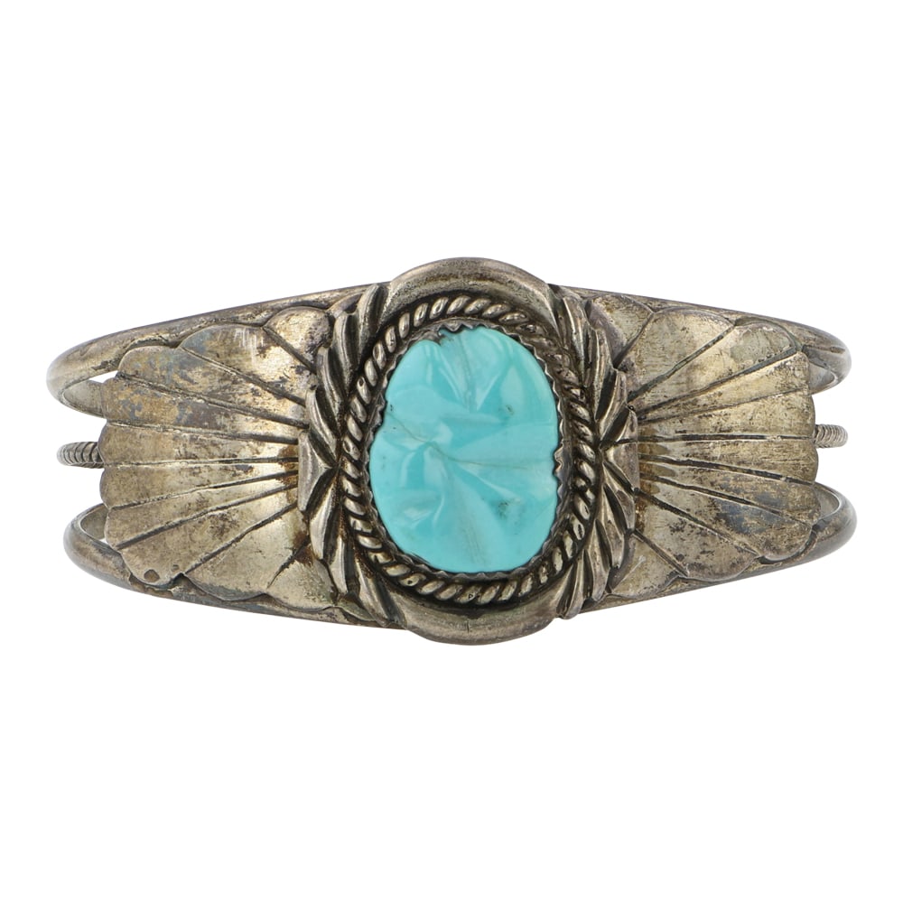 Vintage Navajo Kingman Turquoise Bracelet: Sterling Silver | Genuine Kingman Turquoise | Vintage Navajo Kingman Turquoise Bracelet | Navajo Native American Southwest Indian Jewelry | Good (no breaks or damages) | Approximate Weight: 19 Grams |