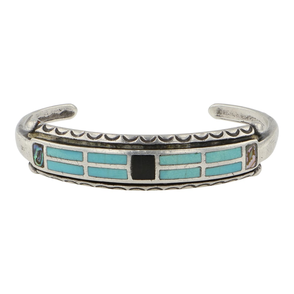Vintage Navajo Turquoise & Shell Inlay Bracelet (1 of 3)