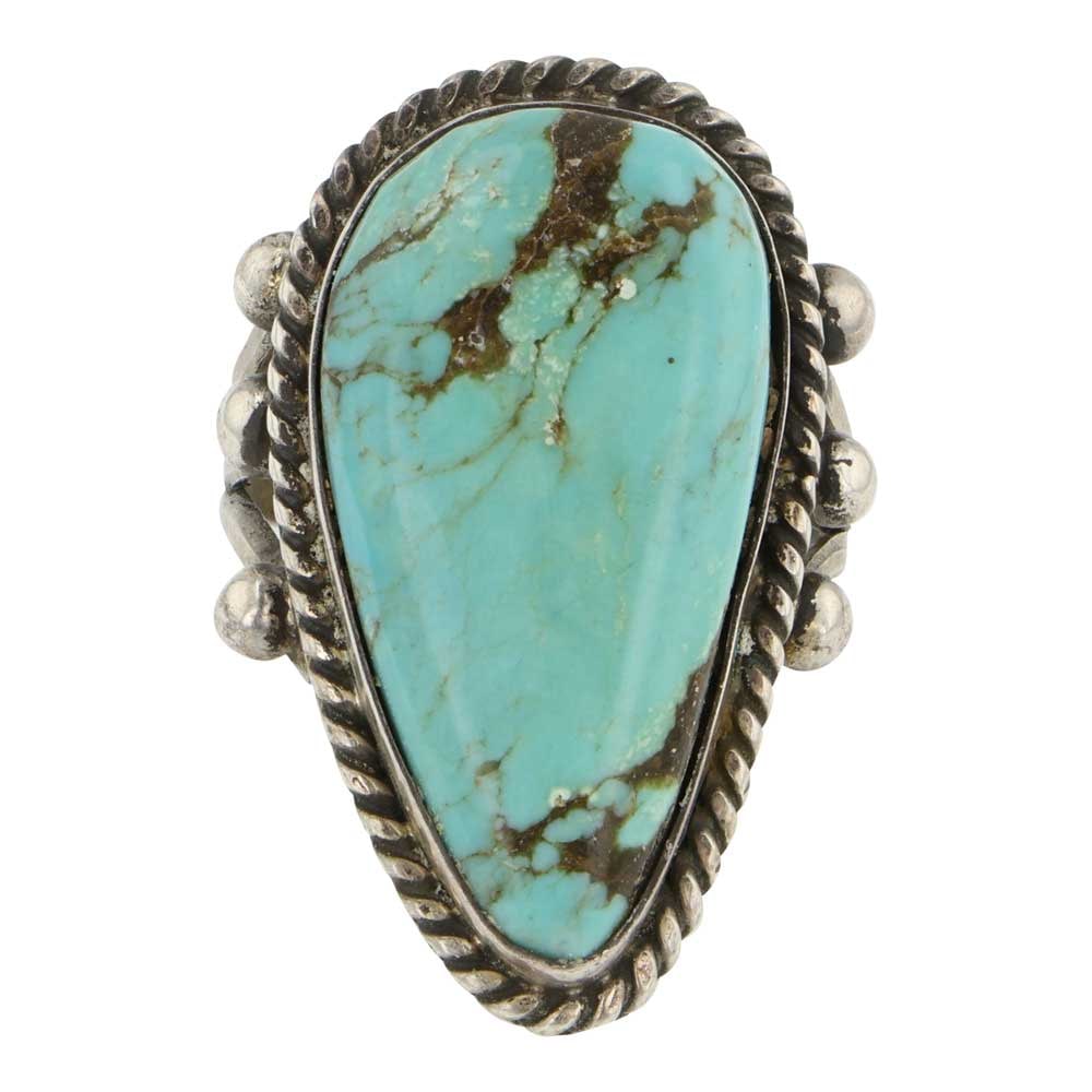 Vintage Navajo Campitos Turquoise: Sterling Silver | Genuine Campitos Turquoise | Vintage Navajo Campitos Turquoise | Navajo Native American Southwest Indian Jewelry | Good (no breaks or damages) | Approximate Weight:10 Grams | Ring: 8