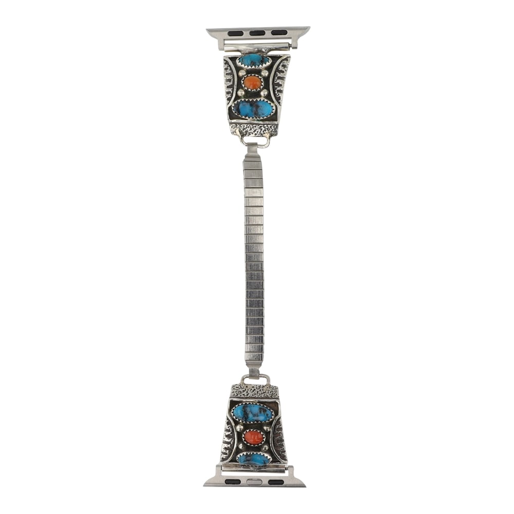 Navajo Turquoise & Coral Watch Bracelet With Apple Watch Adapter (1 of 2)