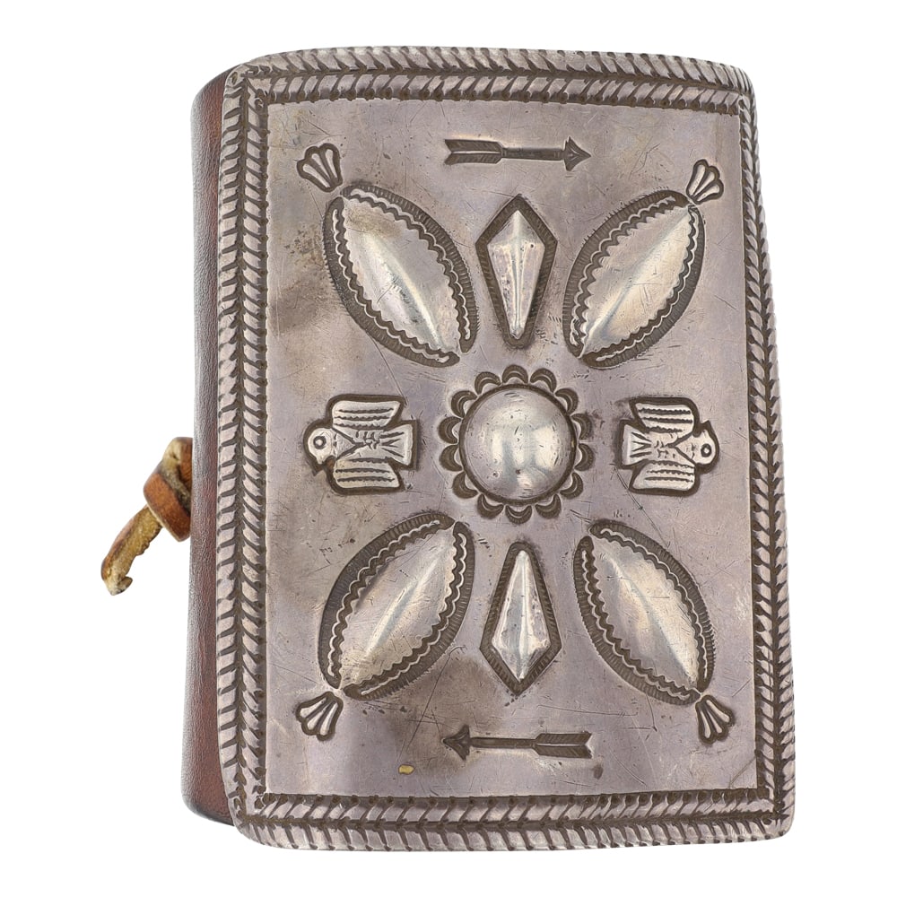 Vintage Navajo Bow Guard Ketoh Thunderbird And Arrows Leather & Sterling Silver Bracelet: Sterling Silver | | Vintage Navajo Bow Guard Ketoh Thunderbird And Arrows Leather & Sterling Silver Bracelet | Navajo Native American Southwest Indian Jewelry | Good (no breaks or damages) | Approxima