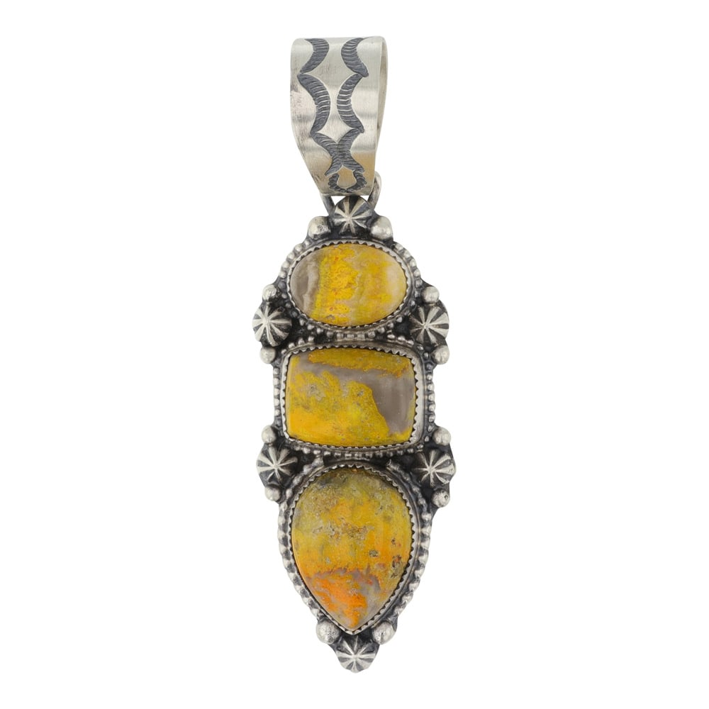 Bob Becenti Navajo Bumblebee Jasper Three Stone Pendant (1 of 2)