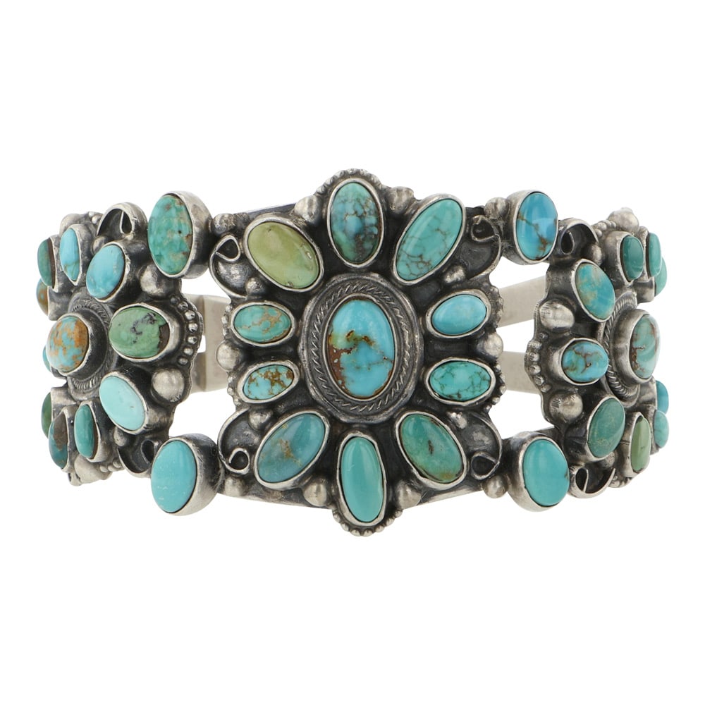 Kathleen Livingston Navajo Nevada Turquoise Cluster Bracelet (1 of 3)
