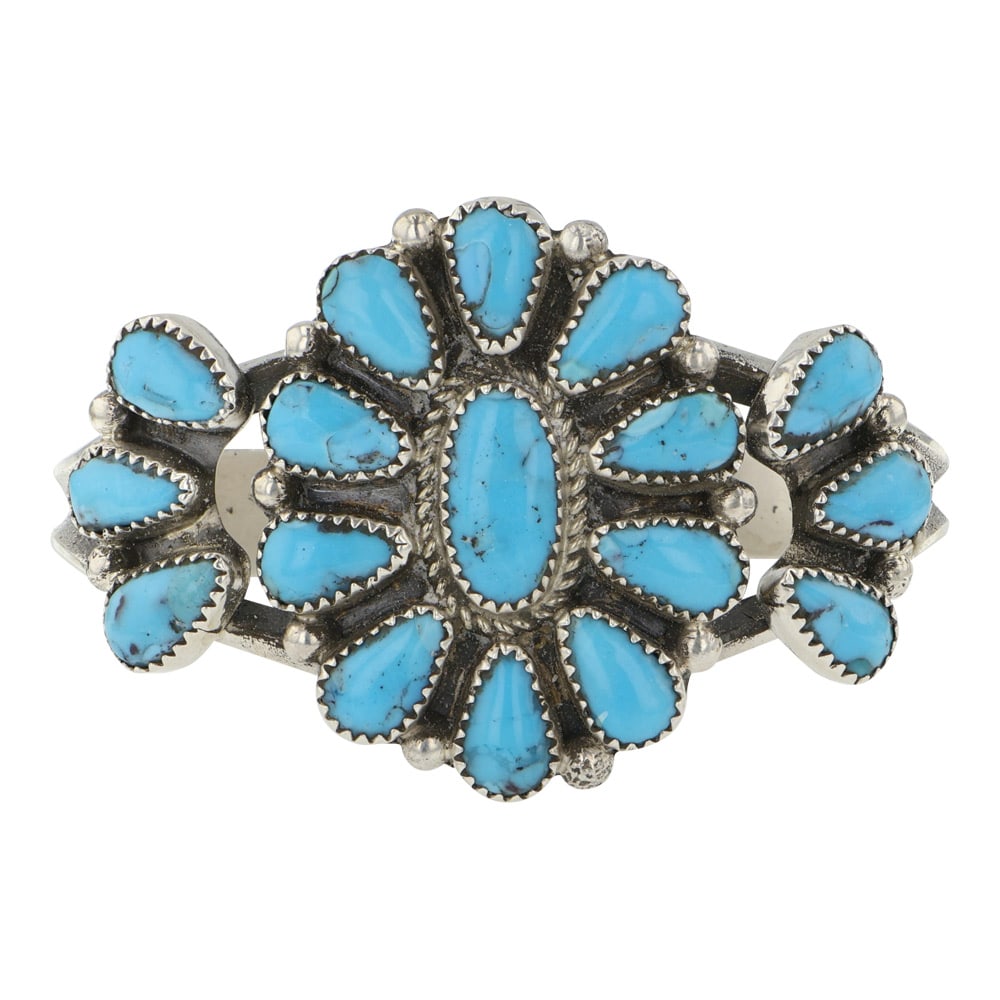 Vintage Navajo Kingman Turquoise Cluster Bracelet (1 of 3)