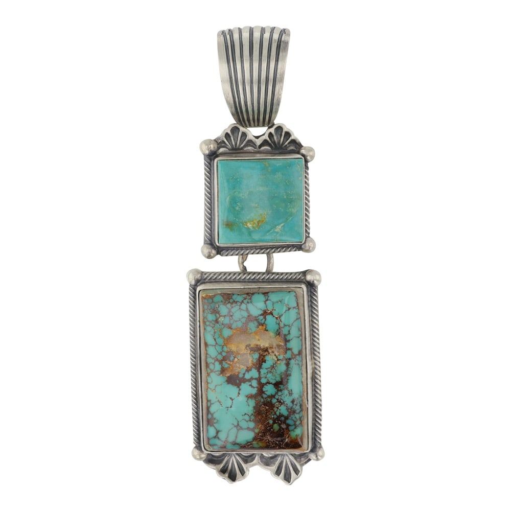 Randy Boyd Navajo Royston Turquoise Two Stone Pendant (1 of 2)