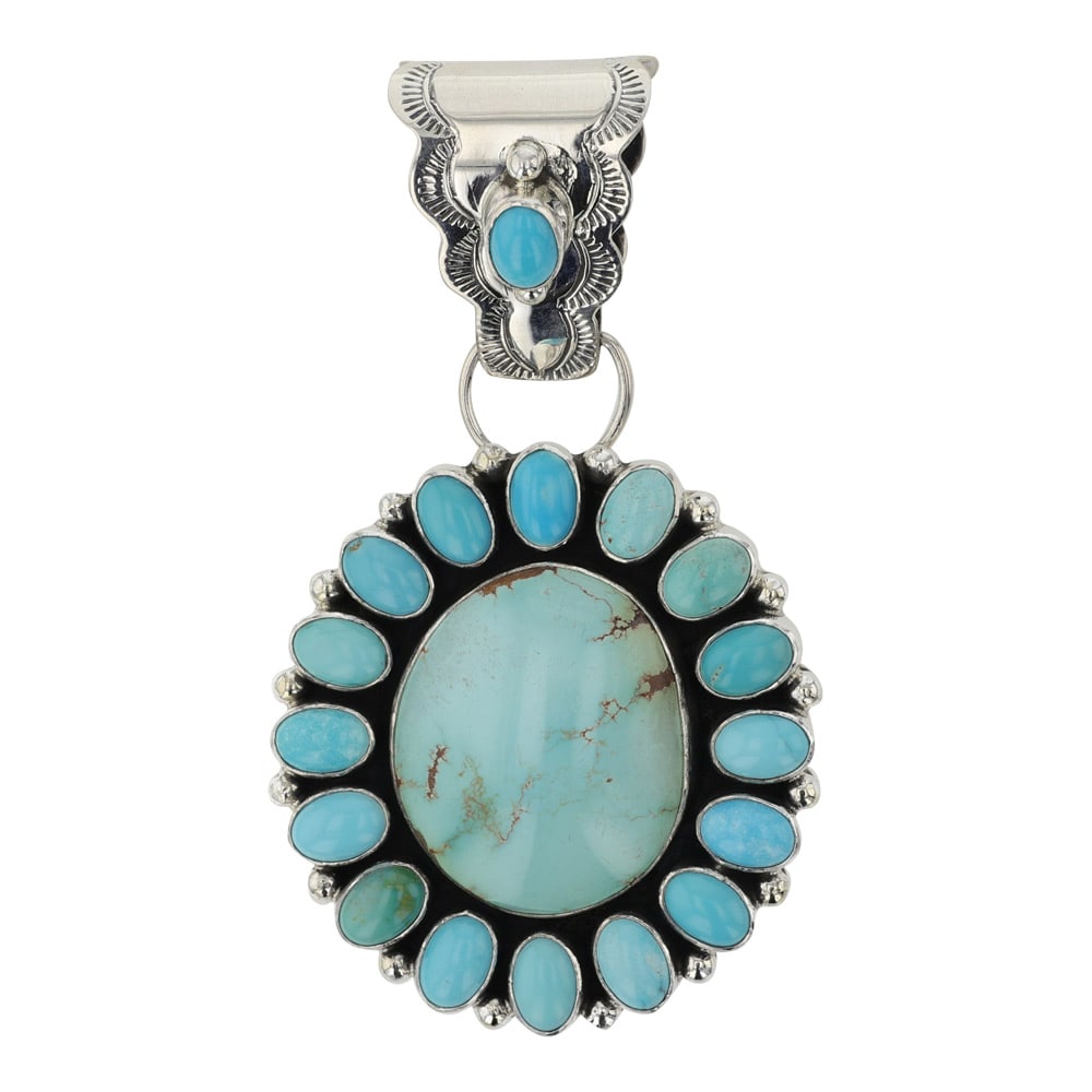 Lenora Begay Navajo Nevada Turquoise Cluster Pendant (1 of 2)