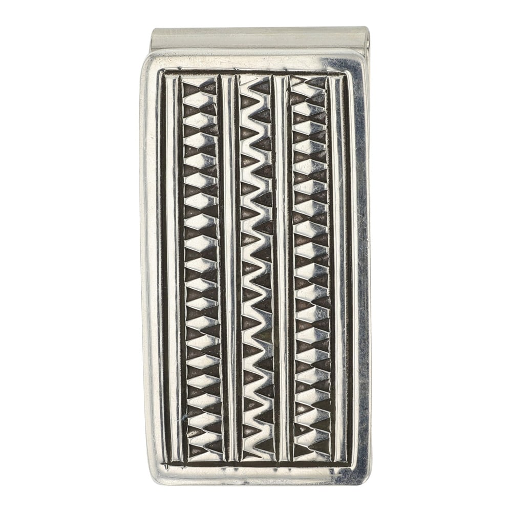 Landon Secatero Navajo Sterling Silver & Nickle Stamp-Work Money Clip (1 of 2)