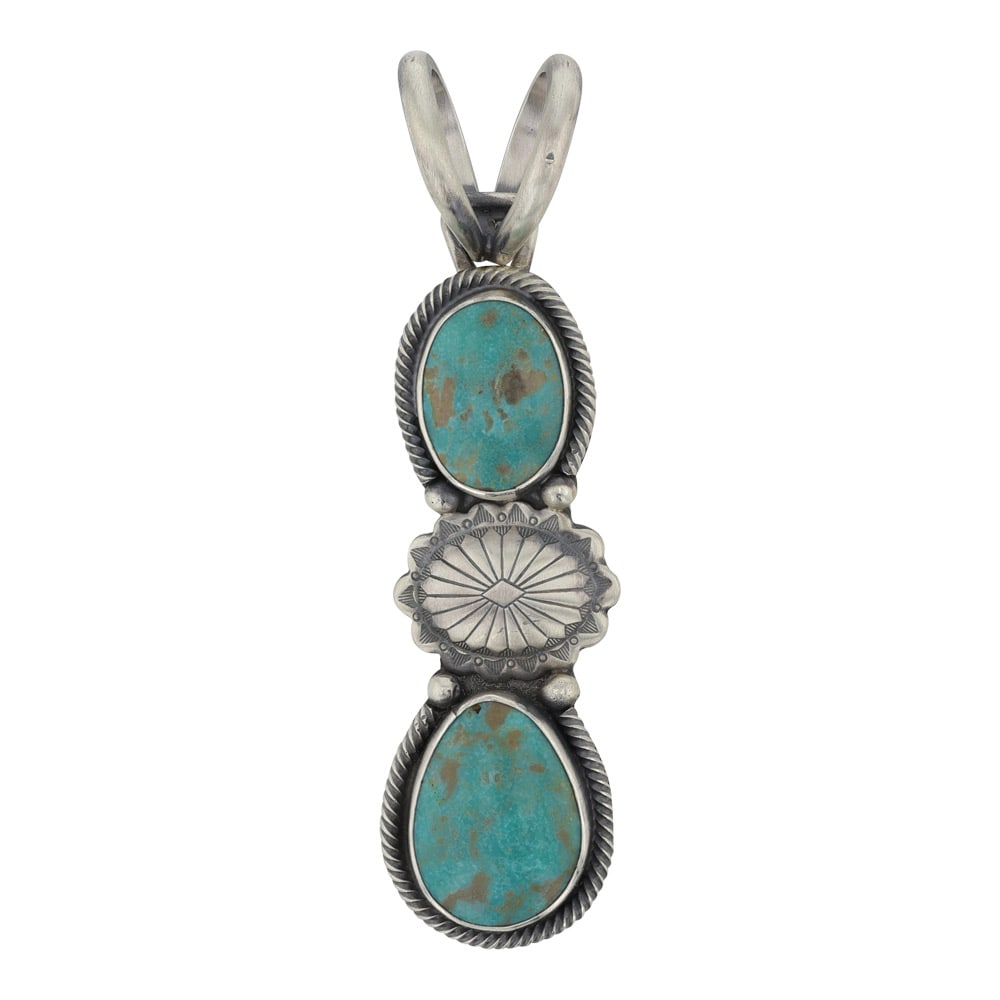 Jameson Garcia Navajo Campitos Turquoise Two Stone Pendant (1 of 2)