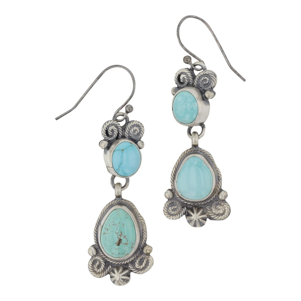 Carlos Francisco Navajo Lone Mountain Turquoise Earrings (1 of 2)