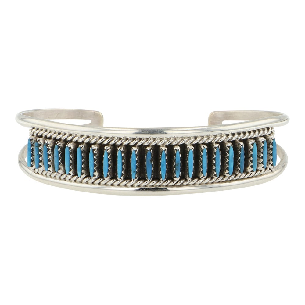 Zuni Kingman Turquoise Needlepoint Cuff Bracelet (1 of 3)