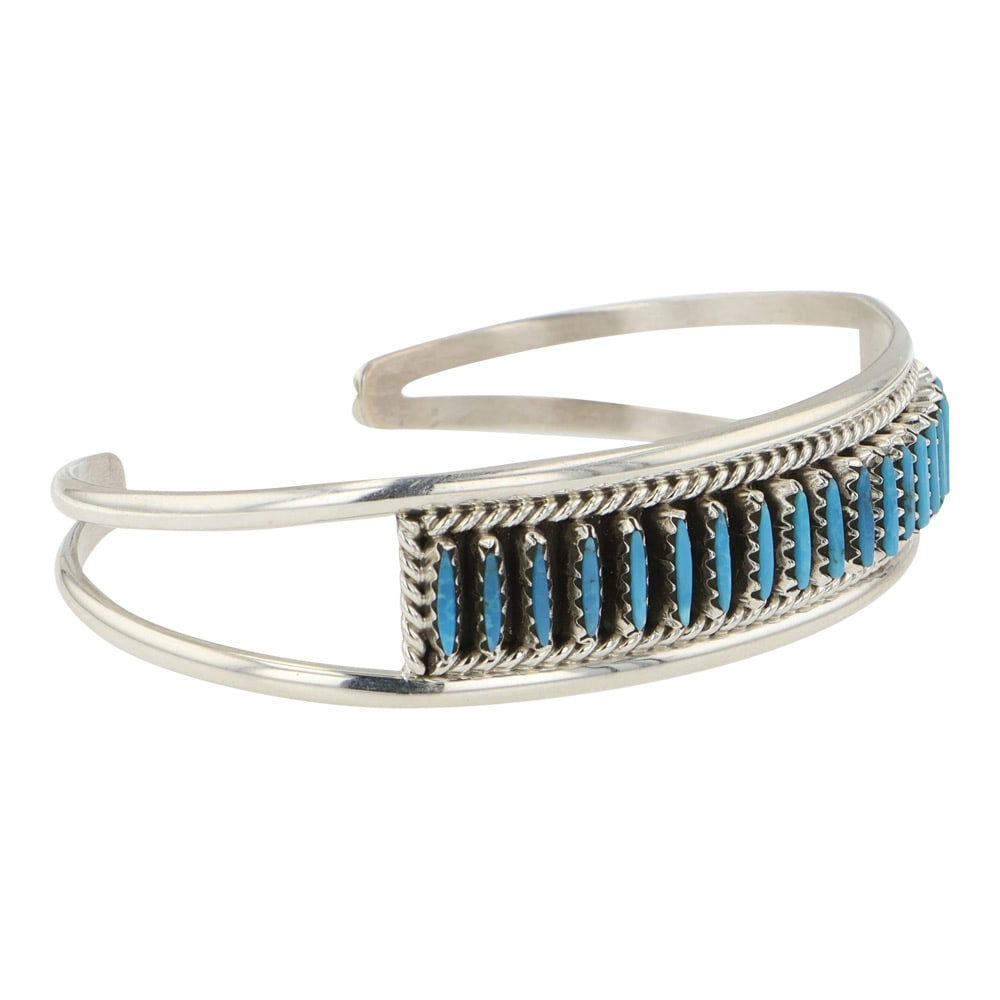 Zuni Kingman Turquoise Needlepoint Cuff Bracelet - 2