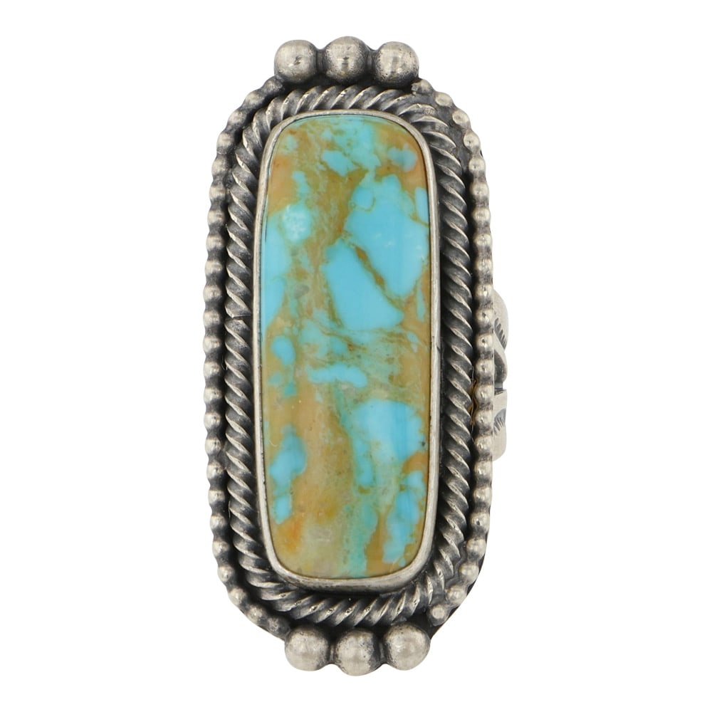 Ray Bennett Navajo Royston Turquoise Long Statement Ring (1 of 3)