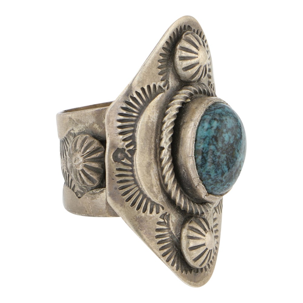 Bobby Johnson Navajo Turquoise Saddle Ring - 2