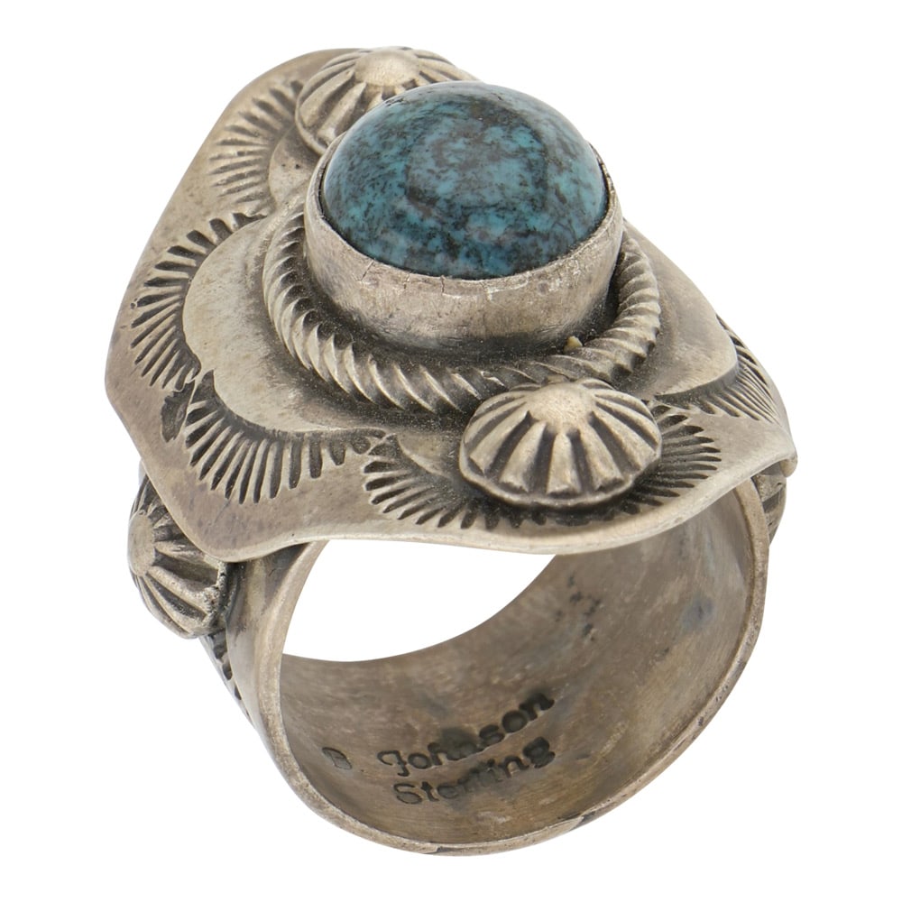 Bobby Johnson Navajo Turquoise Saddle Ring - 3