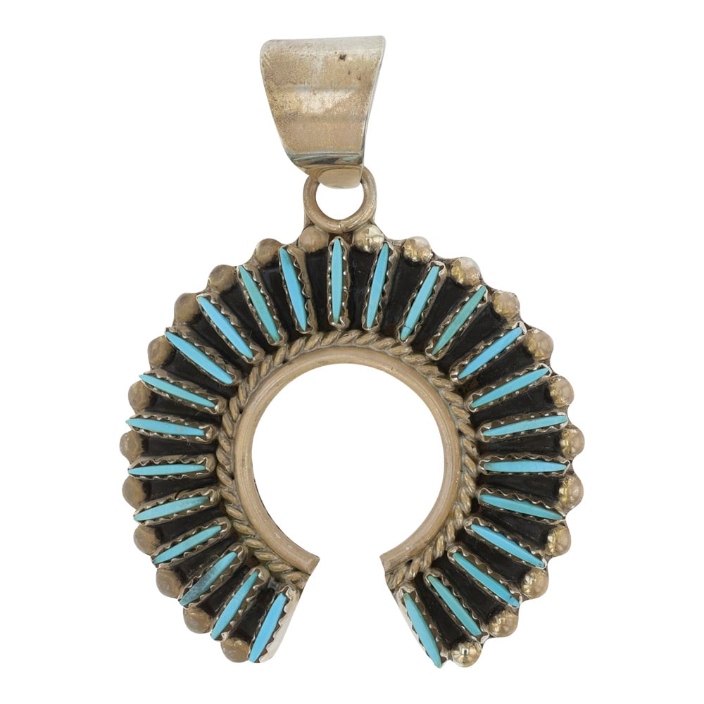 Zuni Sleeping Beauty Turquoise Needlepoint Naja Pendant (1 of 2)