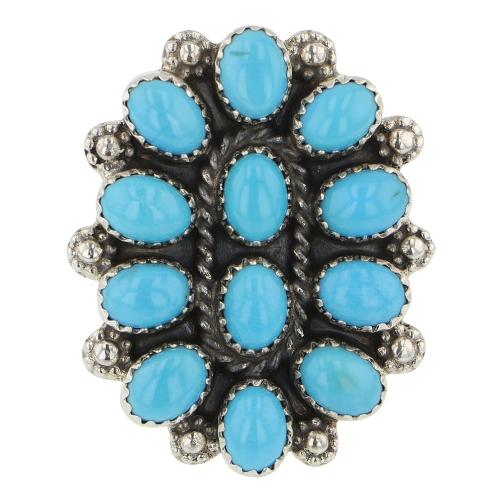 Lenora Begay Navajo Sleeping Beauty Turquoise Cluster Ring (1 of 4)
