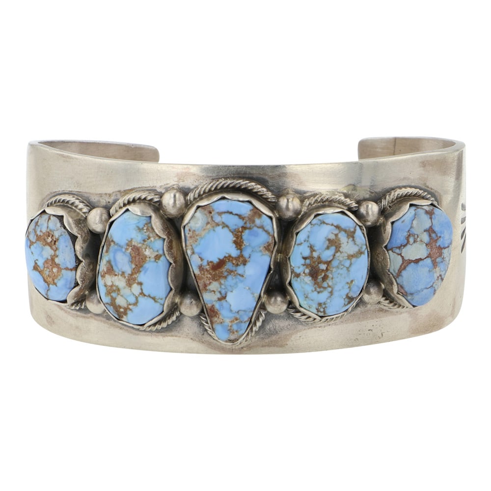 Mark Yazzie Navajo Golden Hills Turquoise Five Stone Bracelet (1 of 3)
