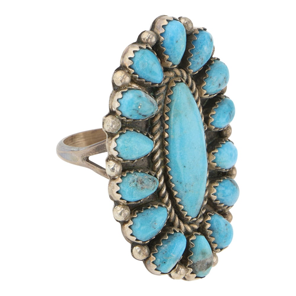 Navajo Campitos Turquoise Cluster Ring - 2