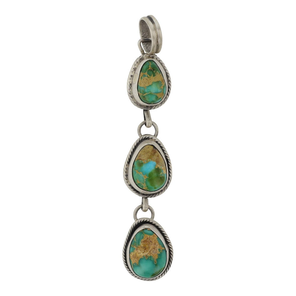 Danny Henio Navajo Sonoran Gold Turquoise Three Stone Pendant (1 of 2)