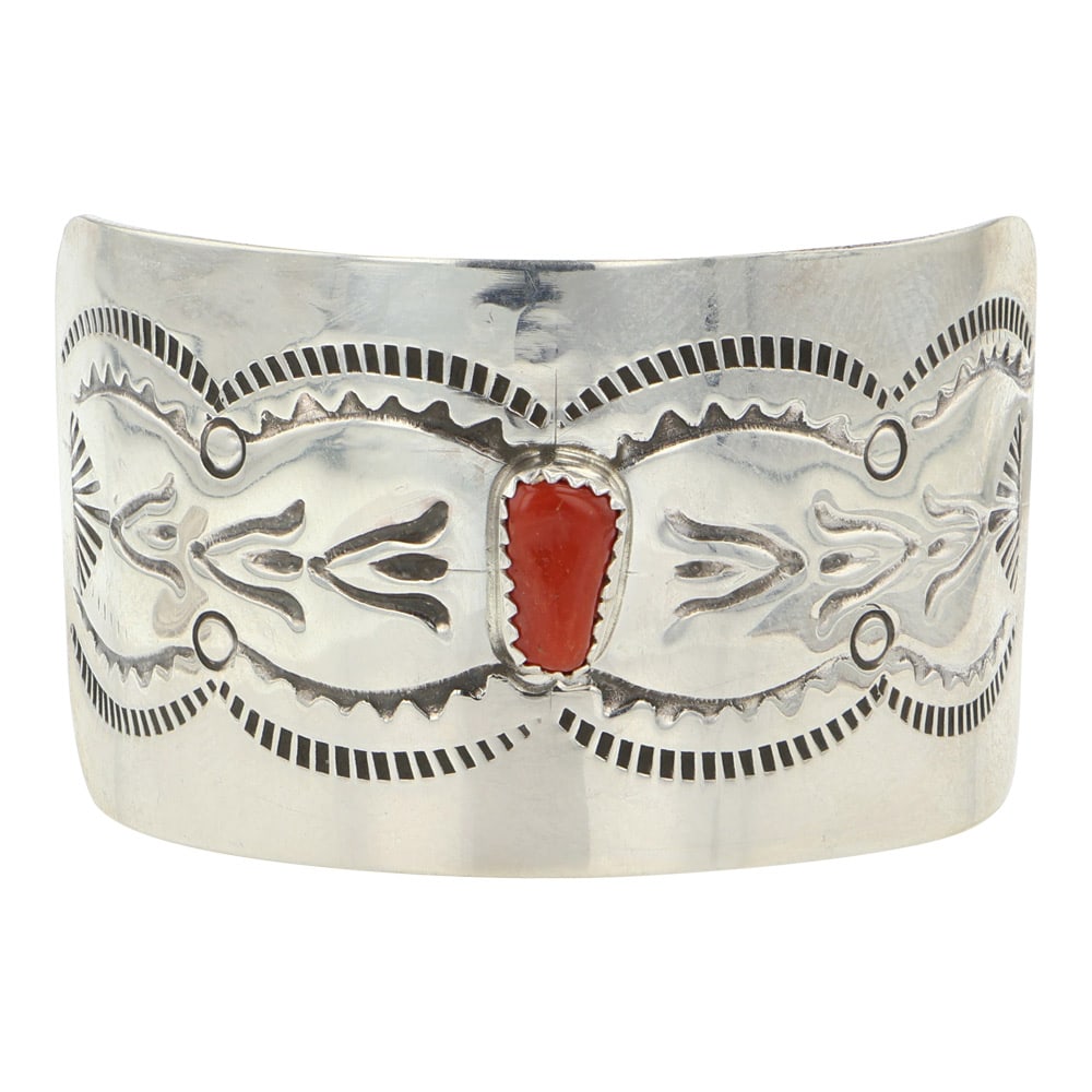 Navajo Coral Freeform Stamp-Work Hair Barrette (1 of 3)