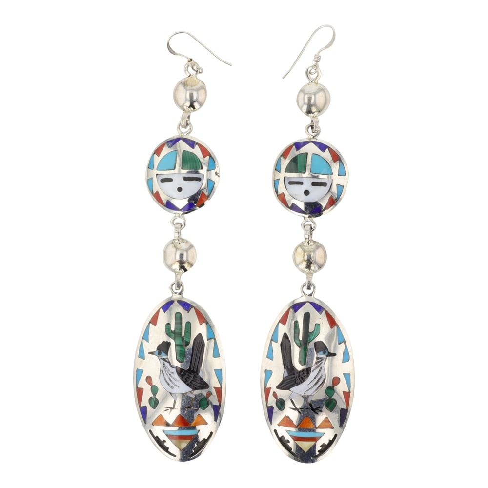 Quintin Quam Sr. Award Winning Zuni Artist Turquoise Coral Lapis Malachite & Mother of Pearl Inlay (1 of 2)