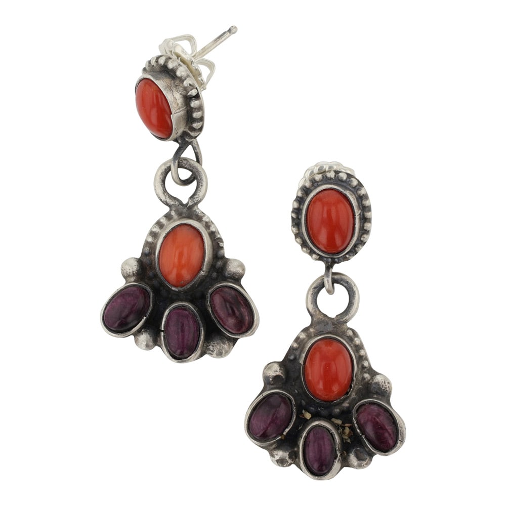 Juanita McDonald Navajo Spiny Oyster & Coral Earrings (1 of 2)