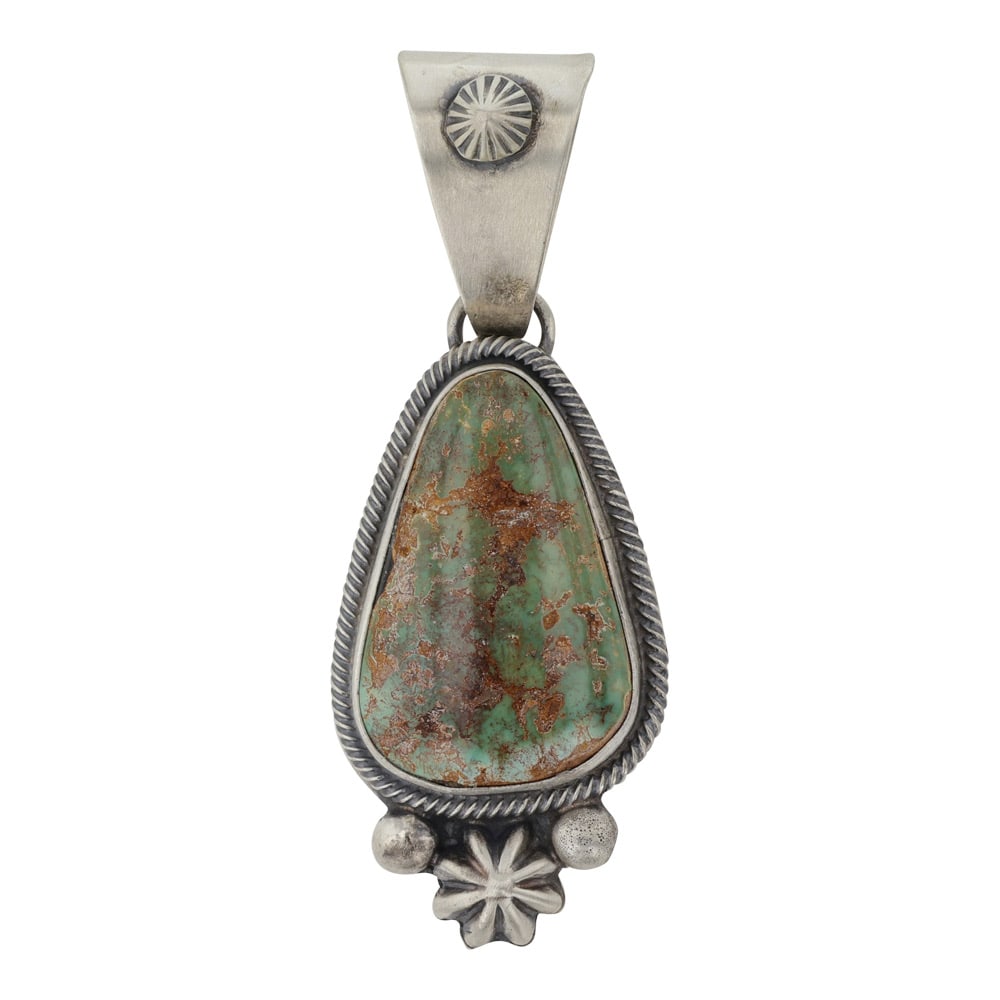 Bob Becenti Navajo Royston Turquoise Pendant: Sterling Silver | Genuine Royston Turquoise | Bob Becenti Navajo Royston Turquoise Pendant | Navajo Native American Southwest Indian Jewelry | Good (no breaks or damages) | Approximate Weight: 21 Gram