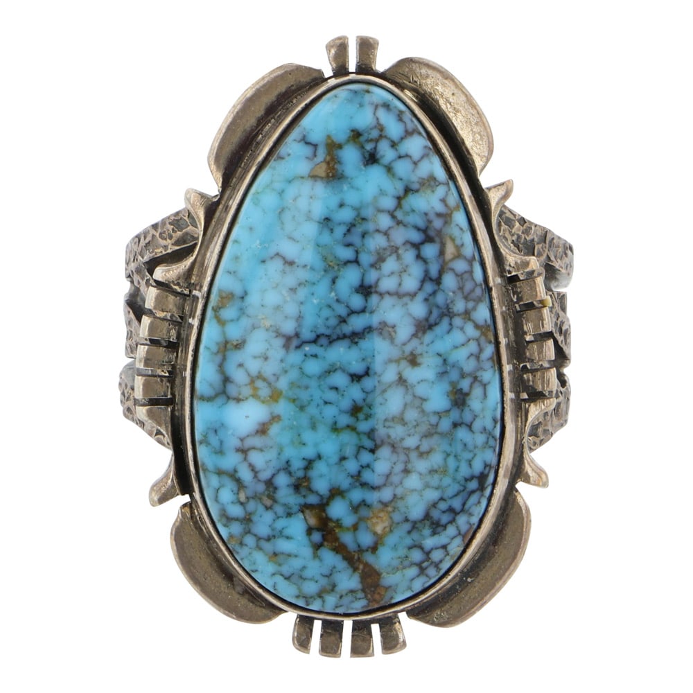 Daniel Benally Navjao Spiderweb Birdseye Kingman Turquoise Ring (1 of 3)