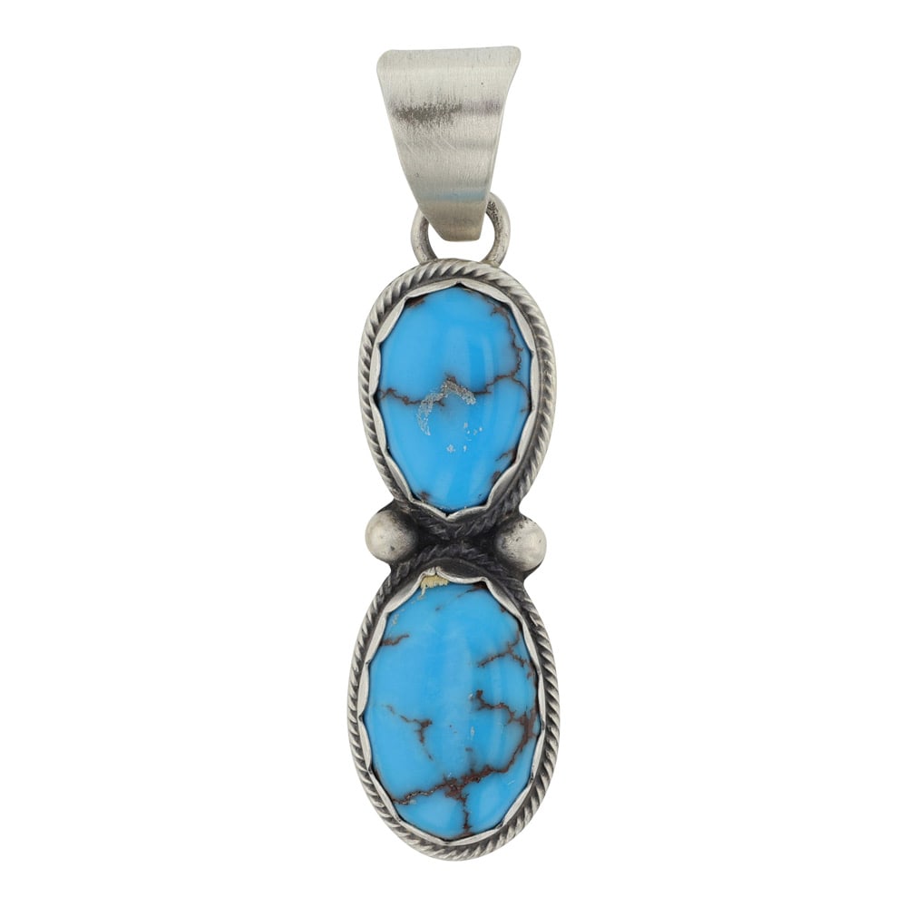 Randy Billy Navajo Prince Turquoise Two Stone Pendant (1 of 2)
