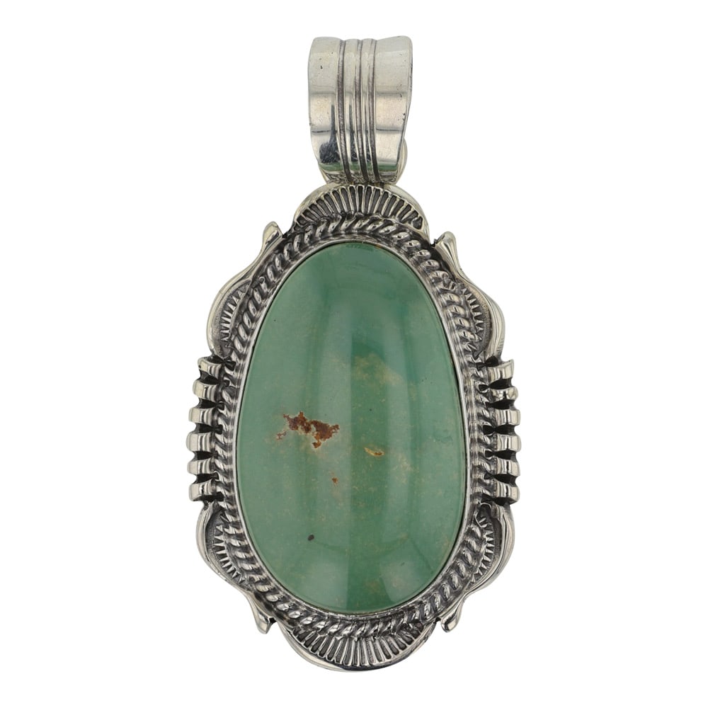 Will Denetdale Royston Turquoise Pendant: Sterling Silver | Genuine Royston Turquoise | Will Denetdale Royston Turquoise Pendant | Navajo Native American Southwest Indian Jewelry | Good (no breaks or damages) | Approximate Weight:?10?Grams |