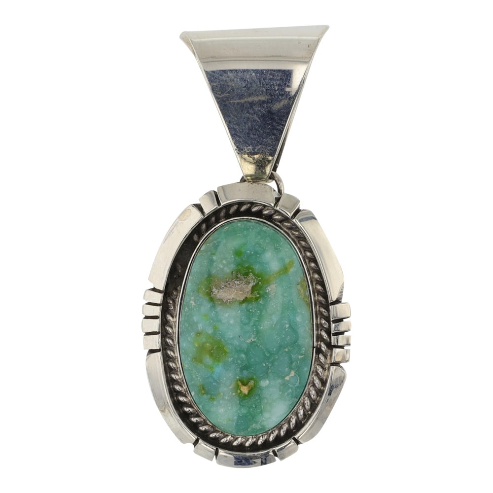 Della Wylie Navajo Sonoran Gold Turquoise Pendant: Sterling Silver | Genuine Sonoran Gold Turquoise | Della Wylie Navajo Sonoran Gold Turquoise Pendant | Navajo Native American Southwest Indian Jewelry | Good (no breaks or damages) | Approximate Weigh