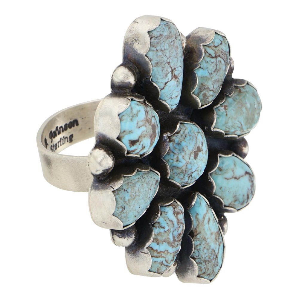 Bobby Johnson Navajo Prince Turquoise Cluster Ring - 2