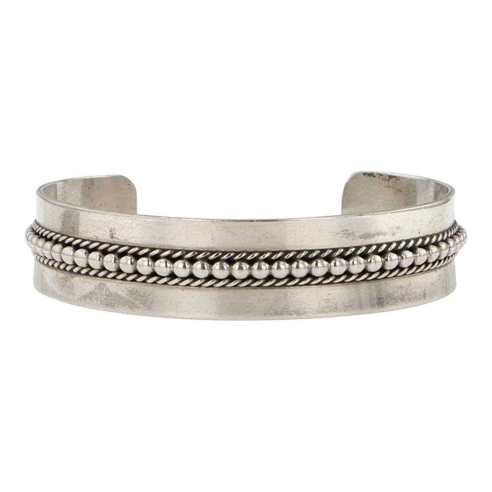 Navajo Plain Silver Bead Wire Cuff Bracelet (1 of 3)
