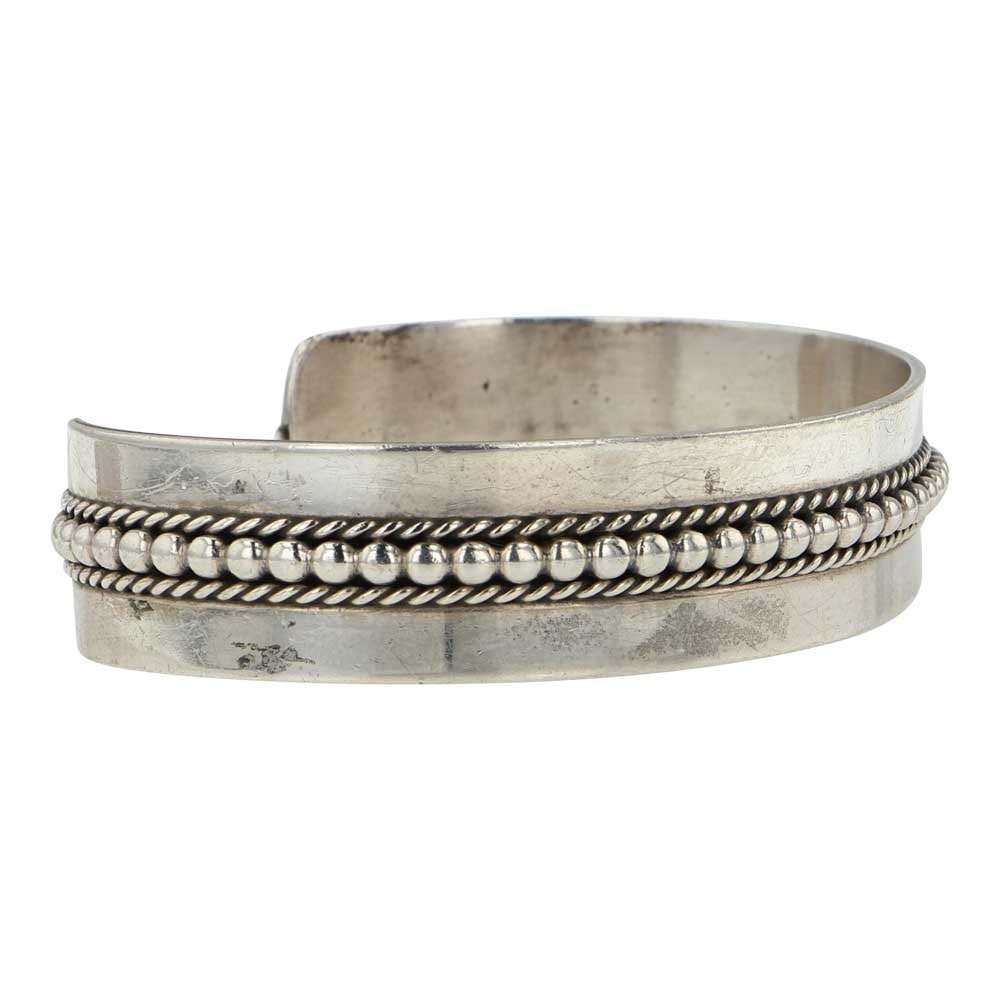 Navajo Plain Silver Bead Wire Cuff Bracelet - 2
