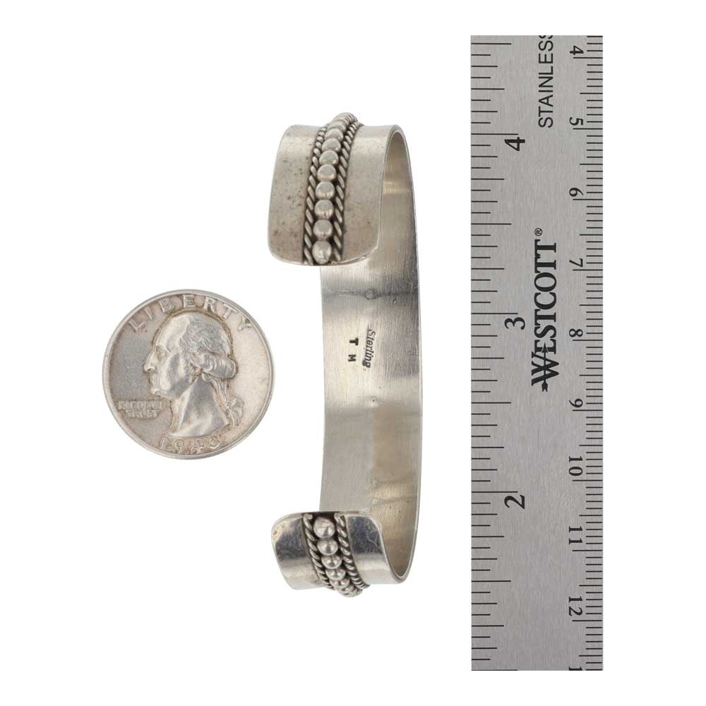 Navajo Plain Silver Bead Wire Cuff Bracelet - 3