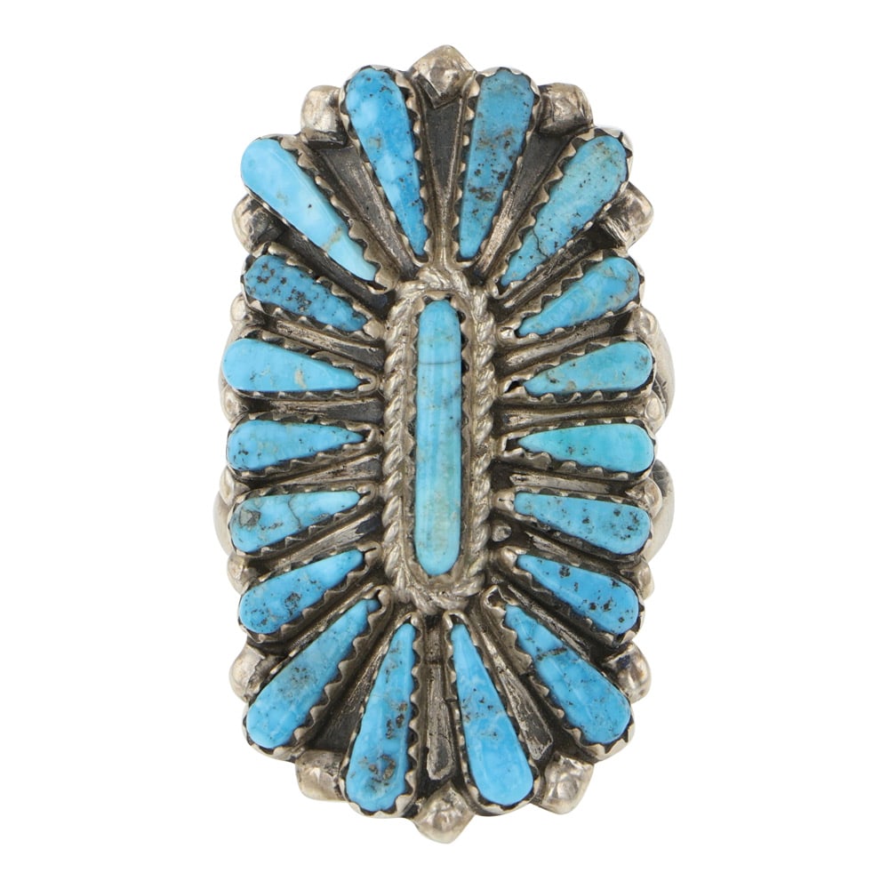 Richard Yazza Navajo Kingman Turquoise Cluster Ring (1 of 3)