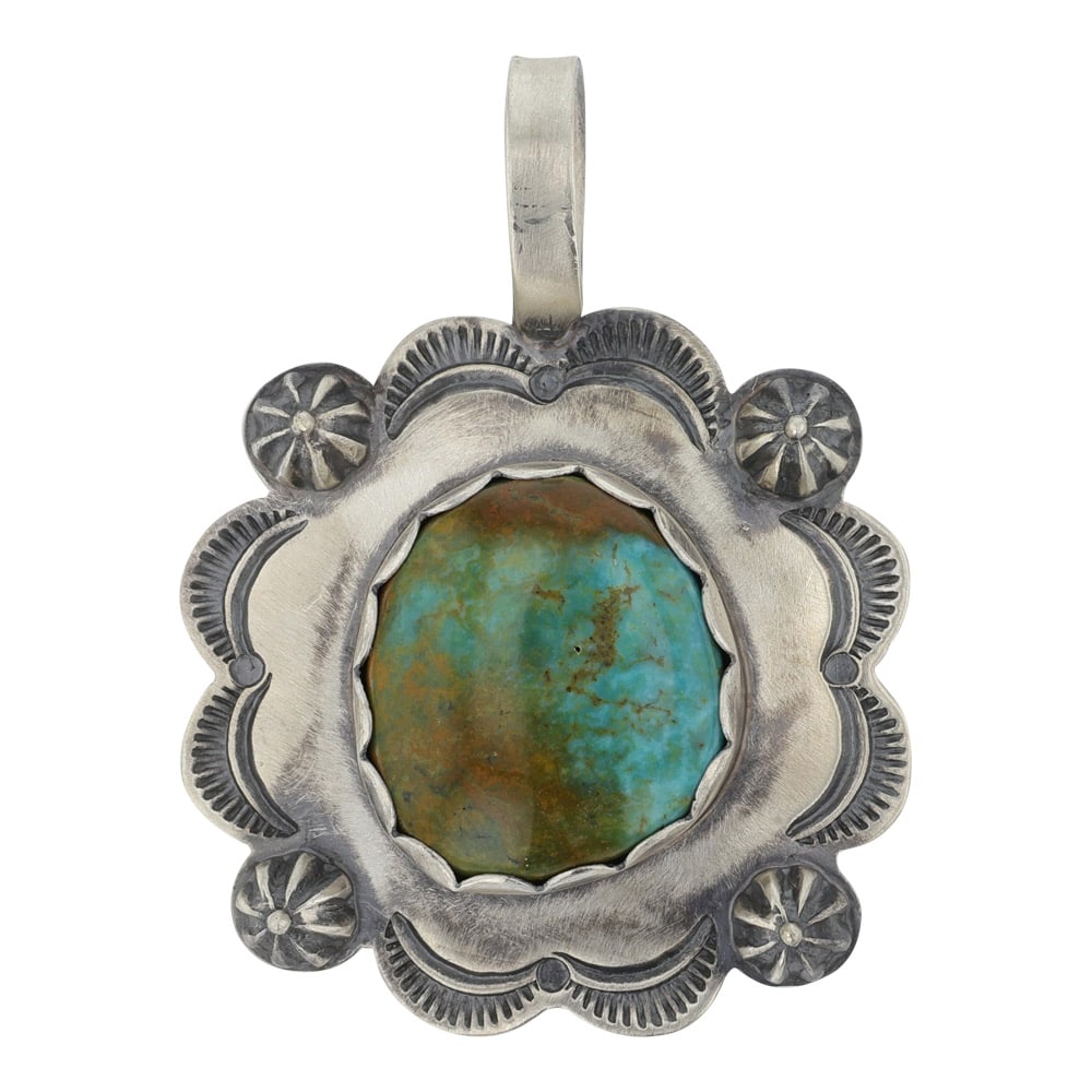 Mark Yazzie Navajo Royston Turquoise Pendant: Sterling Silver | Genuine Royston Turquoise | Mark Yazzie Navajo Royston Turquoise Pendant | Navajo Native American Southwest Indian Jewelry | Good (no breaks or damages) | Approximate Weight:?14?Gram