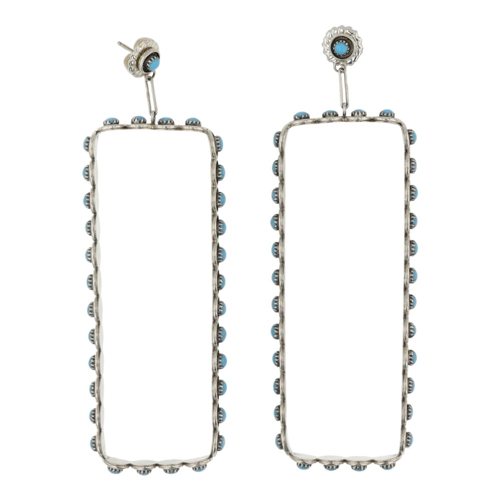 Zuni Kingman Turquoise Petit Point Large Earrings (1 of 3)
