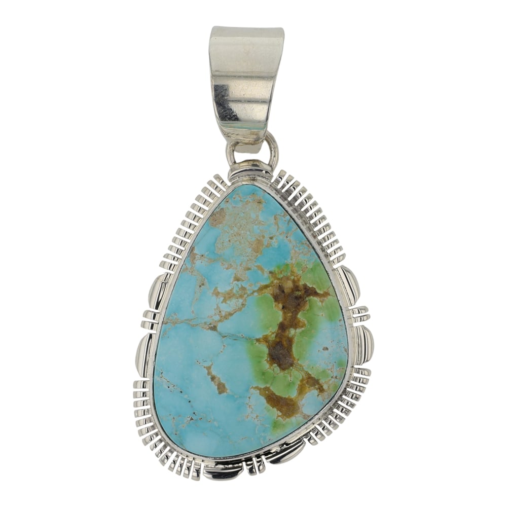 Navajo Royston Turquoise Pendant: Sterling Silver | Genuine Royston Turquoise | Navajo Royston Turquoise Pendant | Navajo Native American Southwest Indian Jewelry | Good (no breaks or damages) | Approximate Weight:?11?Grams | Pendant:
