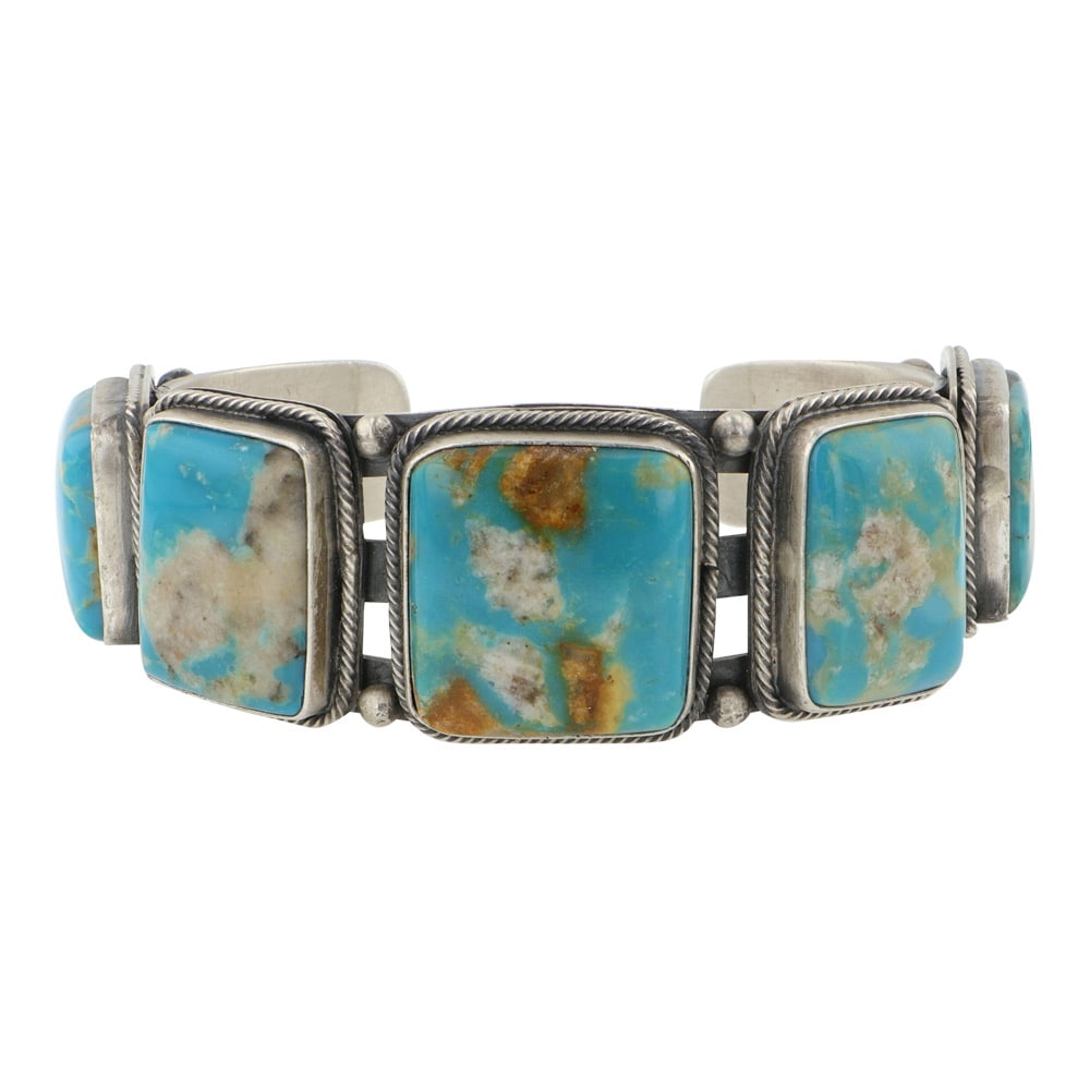 Ray Bennett Talented Navajo Artist Royston Turquoise Five Stone Bracelet (1 of 3)