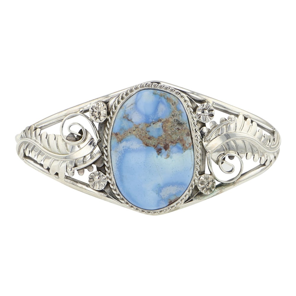 Navajo Golden Hills Turquoise Cuff Bracelet: Sterling Silver | Genuine Golden Hills Turquoise | Navajo Golden Hills Turquoise Cuff Bracelet | Navajo Native American Southwest Indian Jewelry | Good (no breaks or damages) | Approximate Weight:?14?
