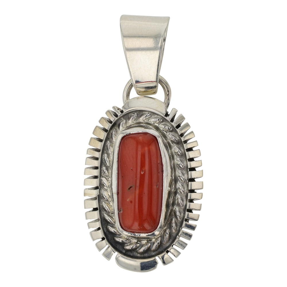 Norbert Johnson Navajo Mediterranean Coral Pendant (1 of 2)