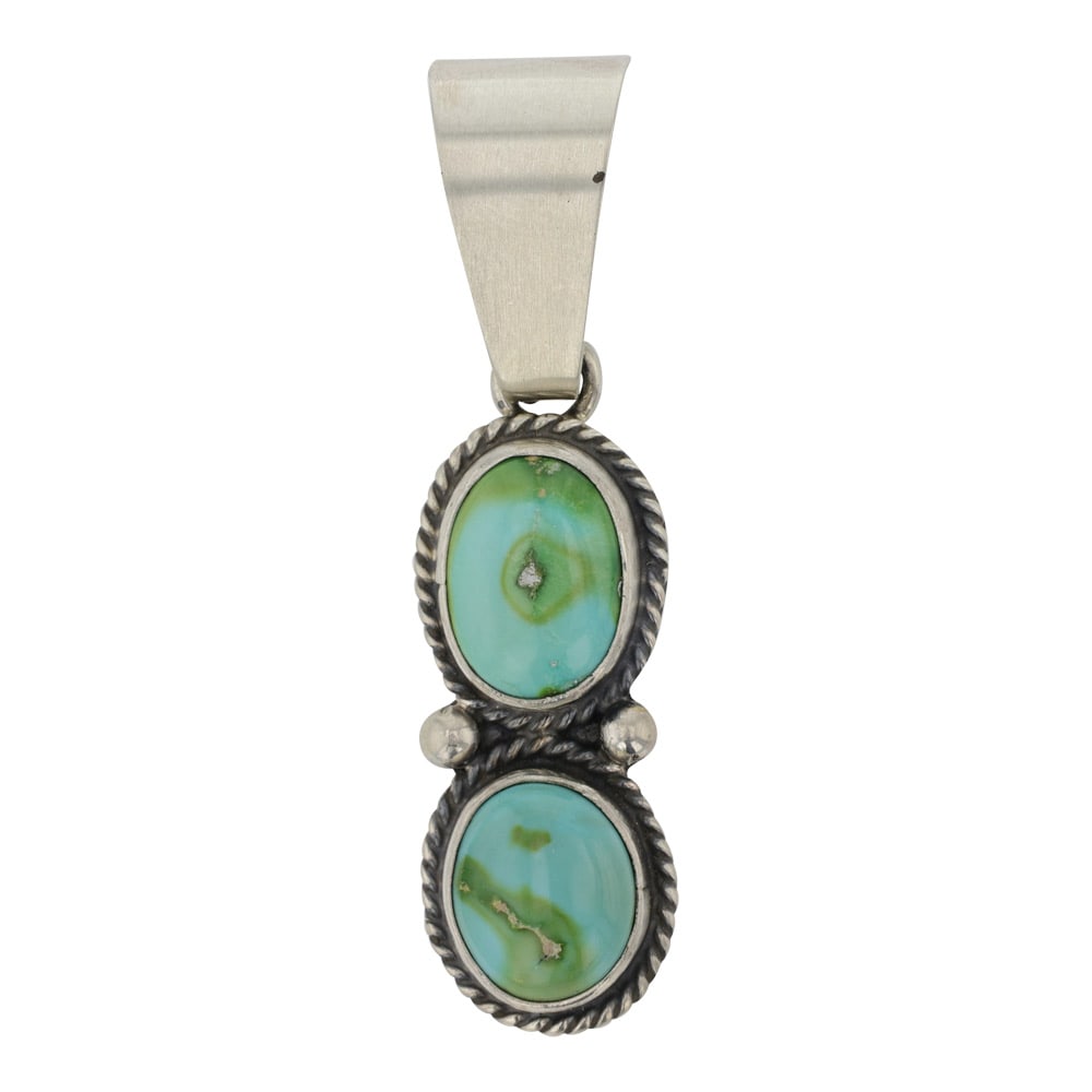 Navajo Sonoran Gold Turquoise Two Stone Pendant (1 of 2)