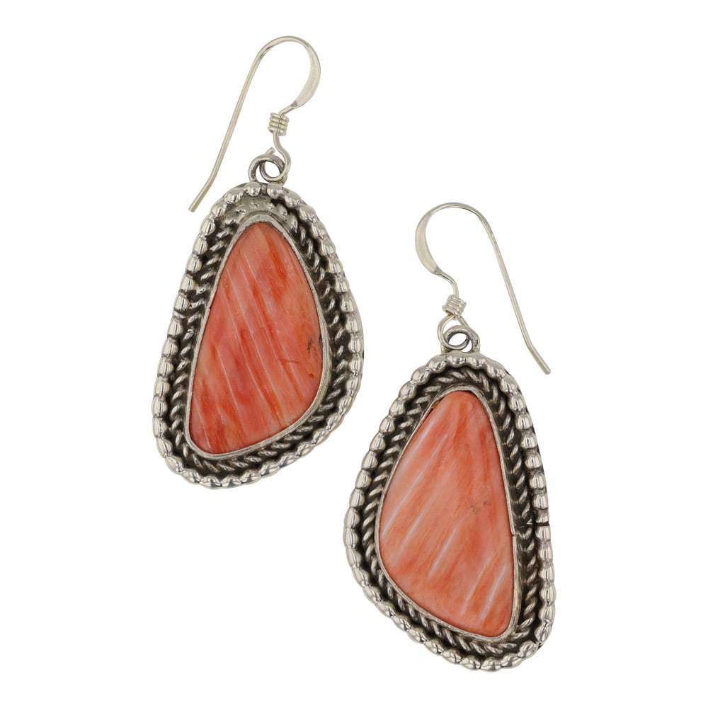 Lee Sandoval Navajo Spiny Oyster Earrings: Sterling Silver | Genuine Spiny Oyster | Lee Sandoval Navajo Spiny Oyster Earrings | Navajo Native American Southwest Indian Jewelry | Good (no breaks or damages) | Approximate Weight:?10?Grams | Earr